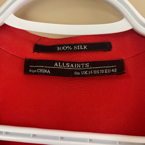 ALL SAINTS ORANGE SILK DRESS - Picture 2 of 5